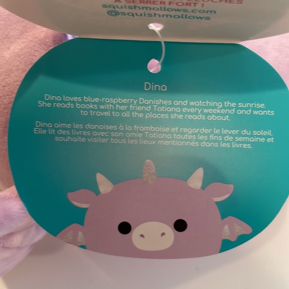 NWT 8”’Dina the Purple Dragon Stackable Squishmallow - Picture 4 of 4